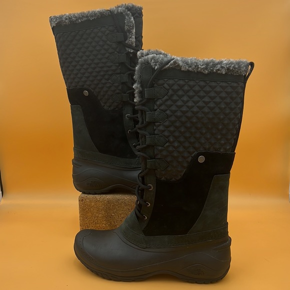 The North Face Black Shellista Tall Primaloft warm faux fur winter snow boots 11 - Picture 2 of 10
